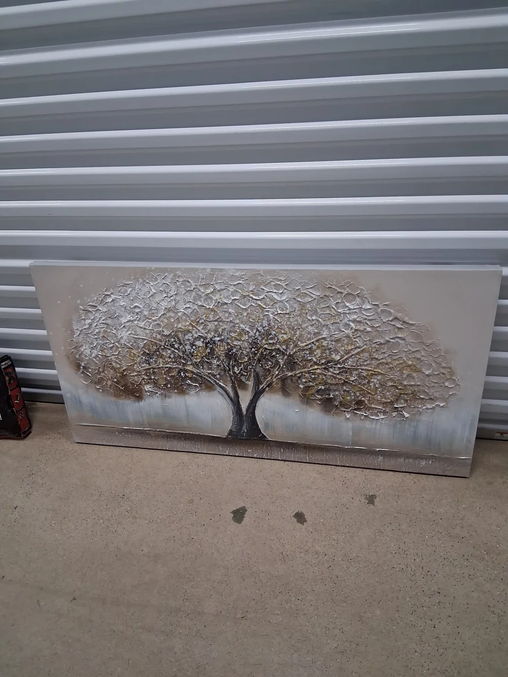 Neutral Toned Textured Tree Wall Art - Beige and Gold